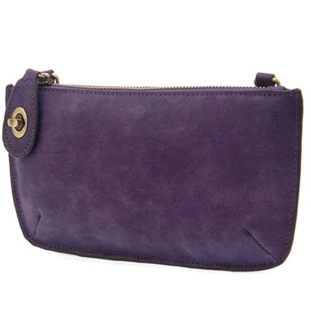 Joy Susan Deep Vegan Suede Purple Lux Wristlet Clutch
